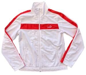 Puma Red White Track Jacket Women’s Size Medium Athleisure Long Sleeve